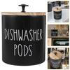 1 шт. Подставка для капсул для посудомоечной машины Деревянная коробка для хранения капсул Круглый контейнер для таблеток для стирки Контейнер для порошка Органайзер для бусин Банка с