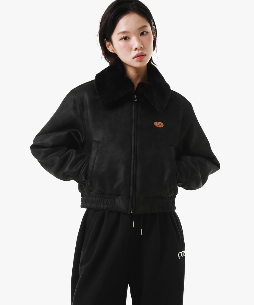 Peace Maker [2Type] Suede Mustang Padded Blouson (Black)