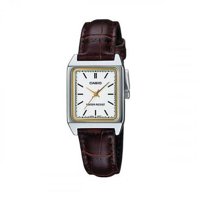 CASIO Классические Аналоговые Часы на Кожаном Ремешке LTP-V007L-7E2DF