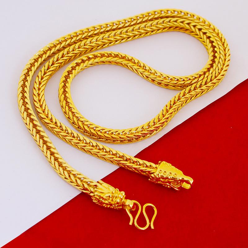 18-каратное позолоченное ожерелье Faucet Foxtail, мужская имитация золота 6N, персонализированная золотая цепочка на шею