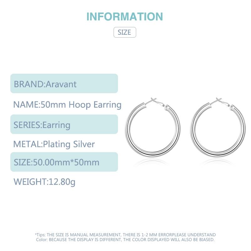 Большие серьги-кольца из серебра 925 пробы, женские большие круглые серьги