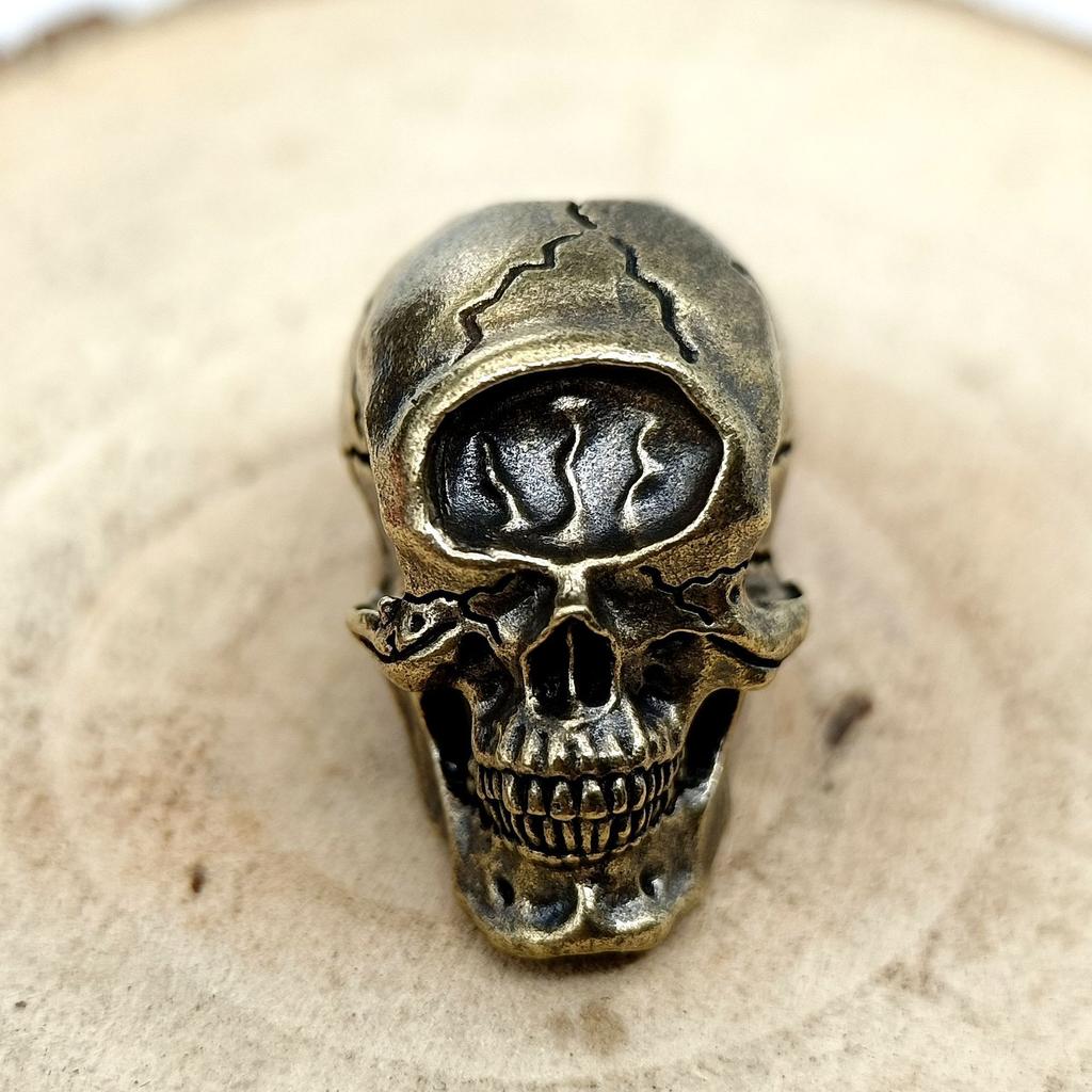 One Eyed Skull Head Brass Knife Beads EDC DIY Paracord Woven Bracelets Lanyard Key Chain Pendants Accessories Outdoor Tool Hangings Charms