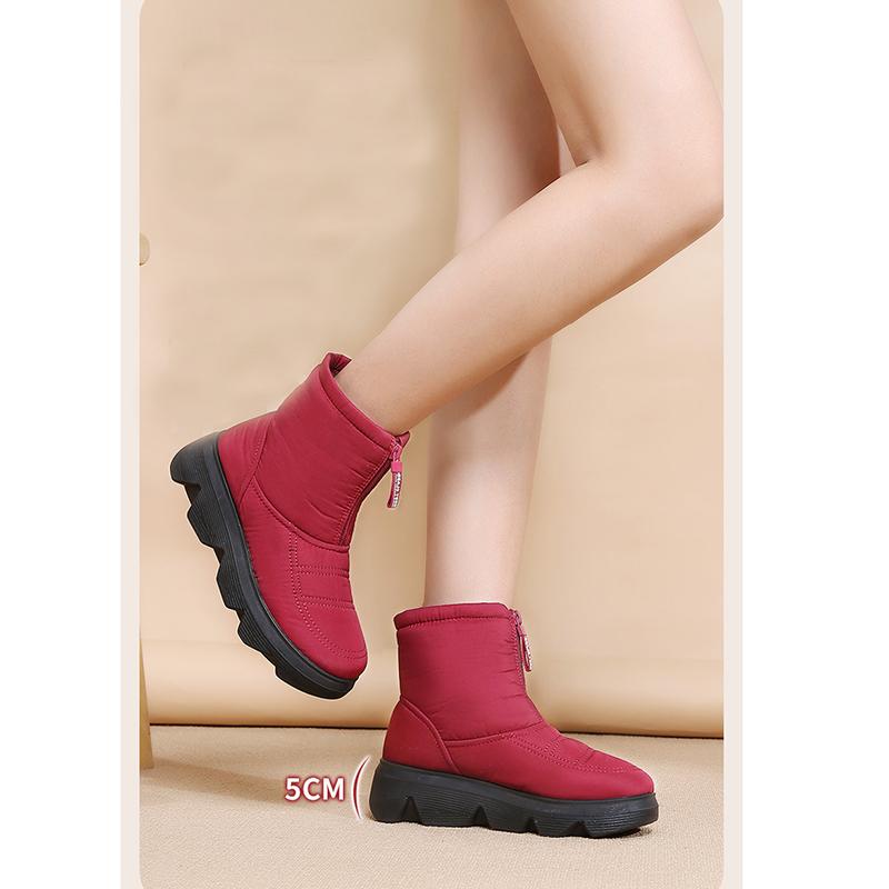 Зимняя обувь 2025 года для женщин: сапоги для снега с увеличением высоты на 5 см, водонепроницаемые, для холодной зимы, женские ботильоны, нескользящие, из хлопка, черные, красные, большие размеры 41.