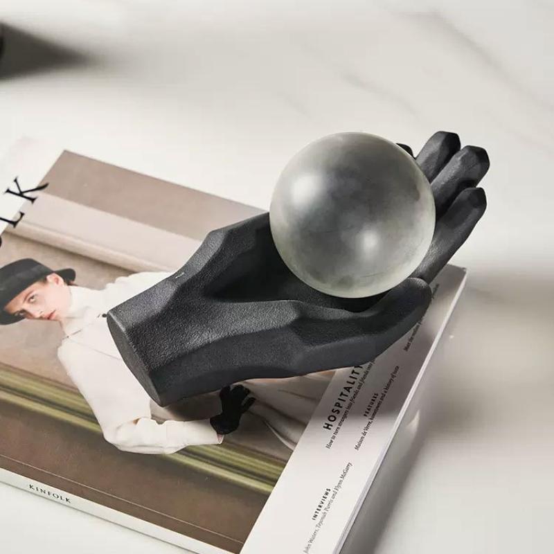 Поделки из смолы Геометрический хрустальный шар Пальма Орнамент Художественная ручная скульптура Обработчик мяча Декоративные фигурки Украшение для дома