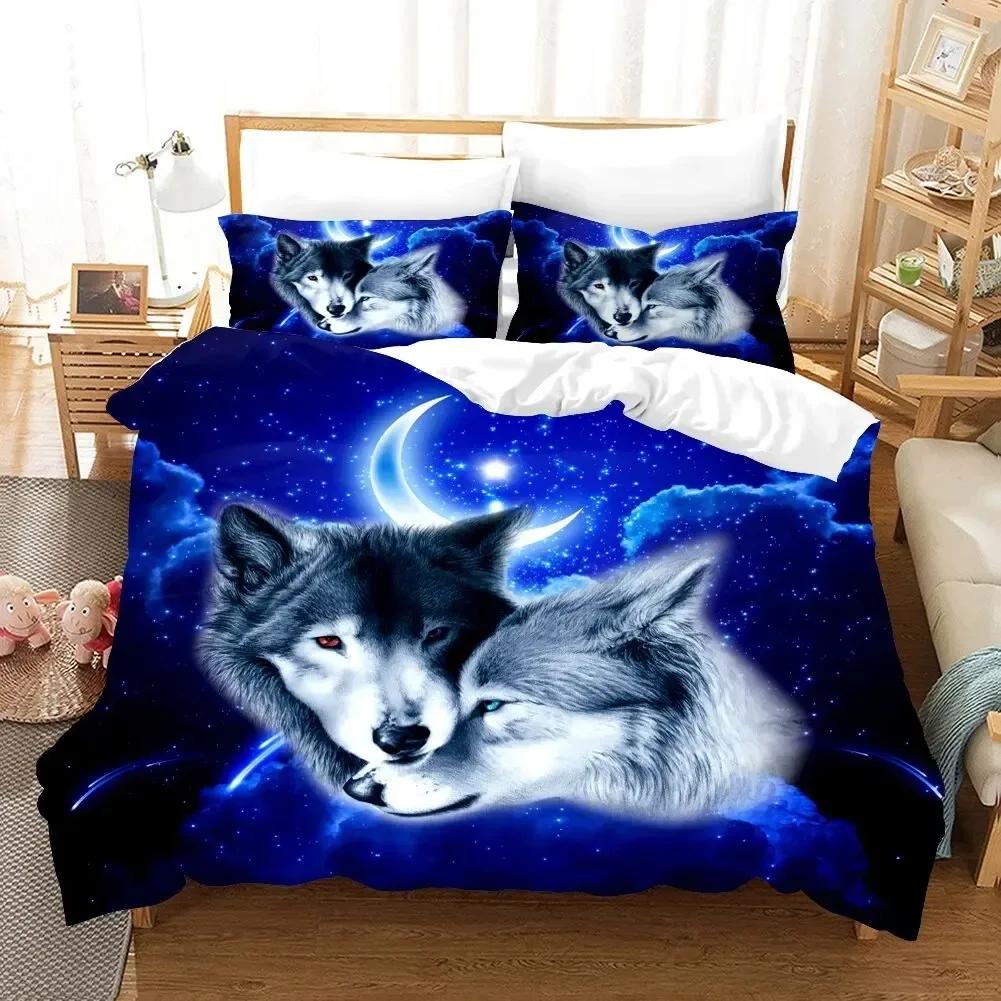 Wolf Cute Animal Bedding Set 3D Printing Kids Adult Luxury Gift Polyester Duvet Cover Home Textiles Single Full King Twin Size