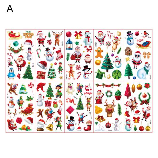 10 шт., рождественские татуировки, наклейки, милый мультфильм, Санта-Клаус, снеговик, Лось, медведь, рождественская елка, детские наклейки