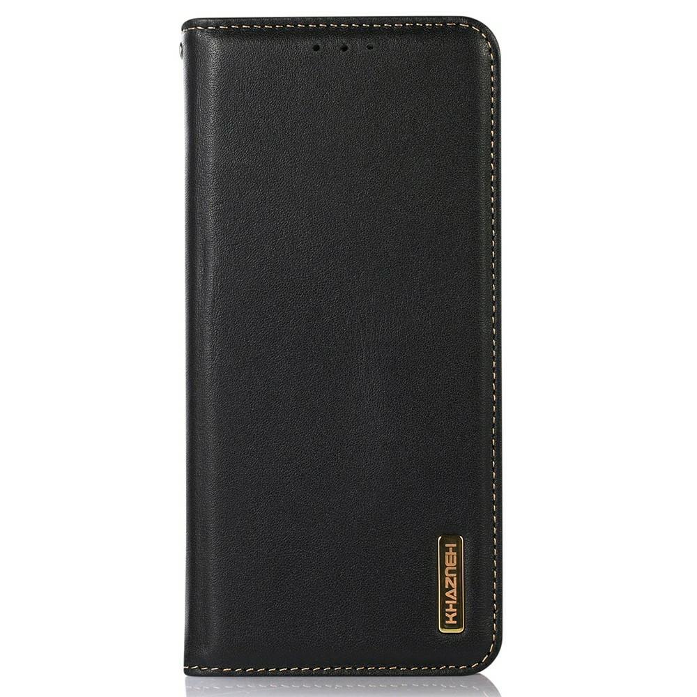 KHAZNEH For Motorola Moto G75 5G Case Genuine Cow Leather Wallet Phone Cover Nappa Texture