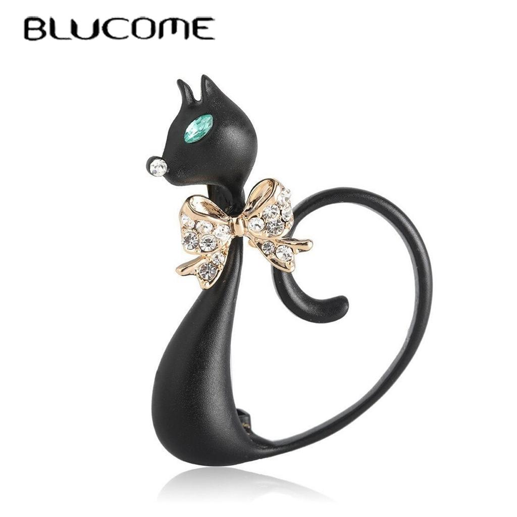 Blucome Медные броши в форме милого животного, черной кошки, имитация ювелирных изделий, аксессуары для детского воротника рубашки