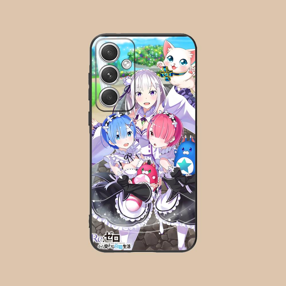 Чехол для мобильного телефона ReZero Рем Рам для Samsung Galaxy S26 S25 S24 S23 S22 S21 S20 Note20 Plus FE Ultra Цветной чехол Красивый чехол