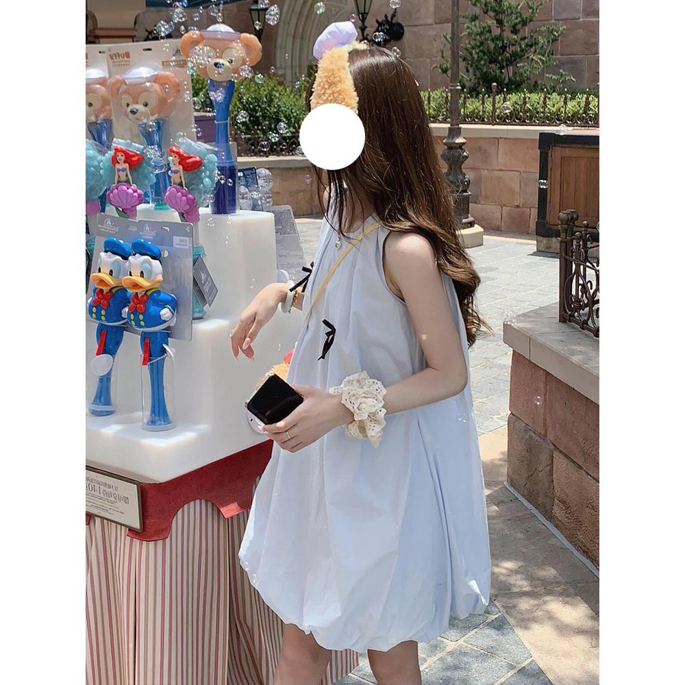 Niche designer blue sleeveless vest dress girl new summer women's clothing small high skirt