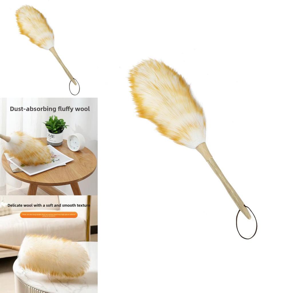 Шерстяная метелка Электрический статический очиститель с деревянной ручкой для удаления пыли дома и в офисе