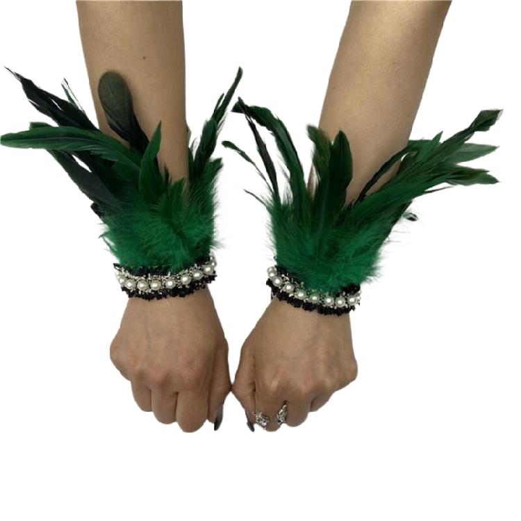 Элегантные перьевые наручные манжеты для женщин Фотосъемка для Средневекового перьевого браслета Хэллоуин Косплей и Вечерние платья