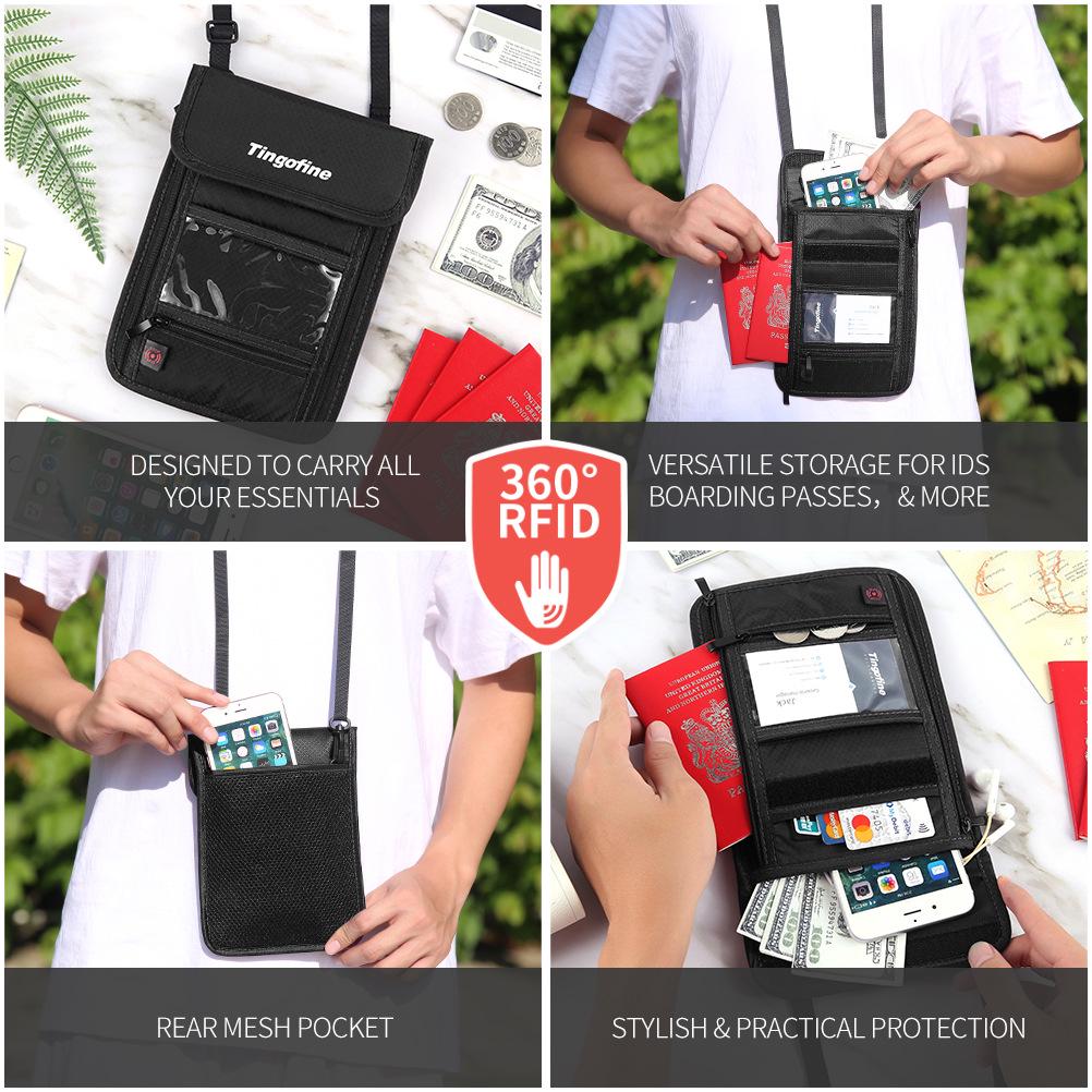 Tianxiu RFID Passport & ID Neck Pouch - Waterproof Nylon Holder