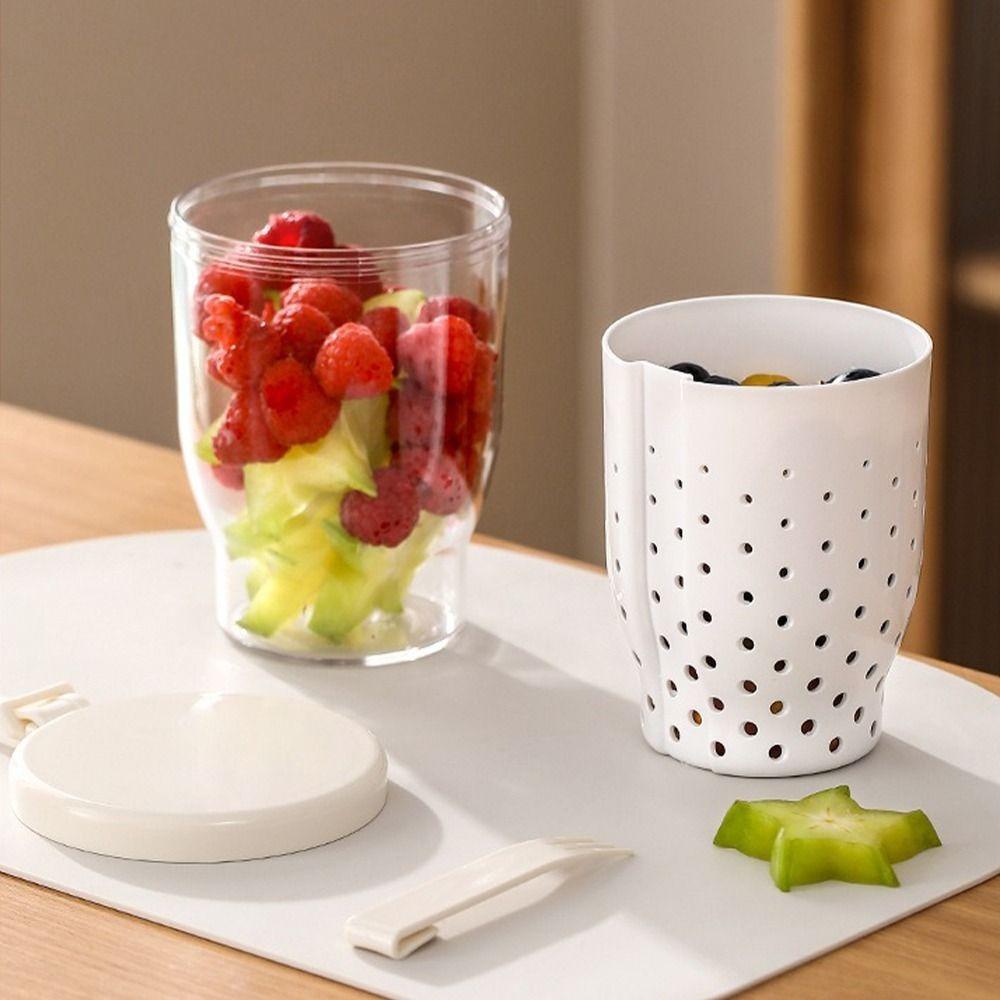 Anti-Slip Oatmeal Storage Jars Double Layer Salad Cup Food Storage Container Multi-purpose