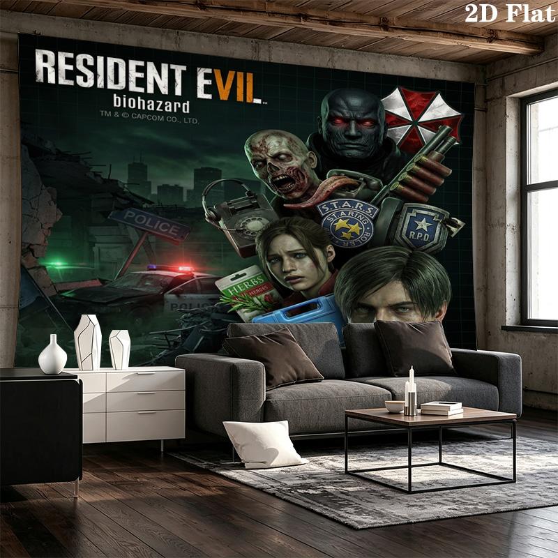 Настенный гобелен Resident Evil Эстетичное настенное панно Печатное тканевое одеяло Декоративные гобелены Для спальни гостиной Домашний декор