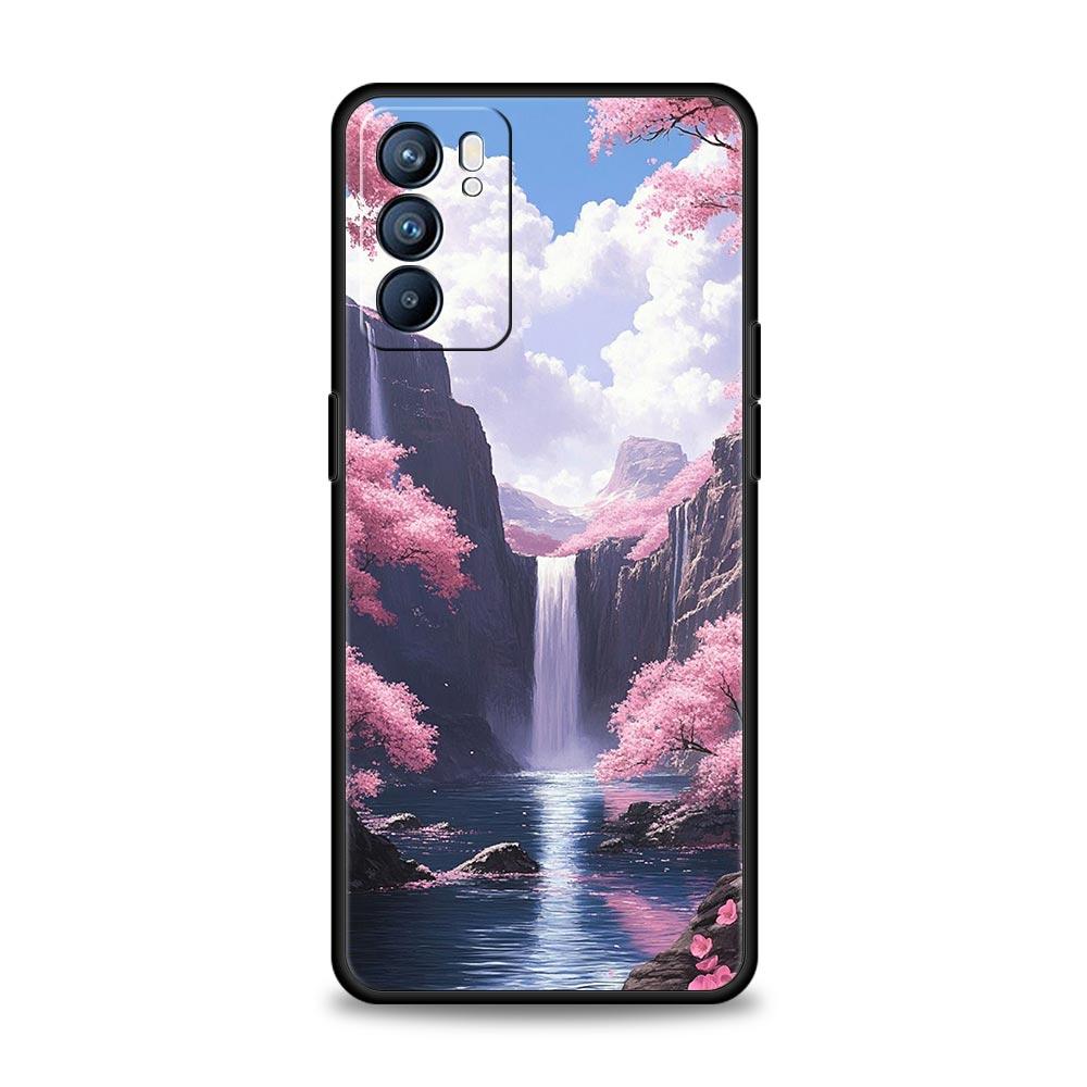 Розовый закат в горах Чехол для телефона для Oppo Reno 13 12 11 10 7 F Find X5 X6 A98 A80 A79 A78 A57 A54 A31 A17 Pro 5G Мягкий ТПУ Чехол