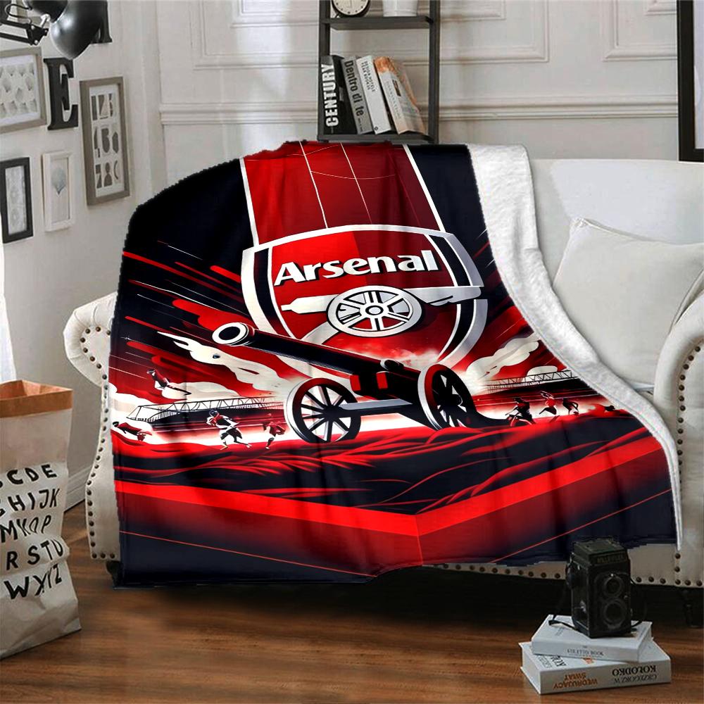 Arsenal F.C Theme Printed Blanket - Perfect for Couch, Bed, Travel & Outdoor Use | Machine Washable, Cozy & Durable.
