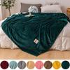 Bed Blanket Green Color Soft Flannel Blanket Single Queen King Warm Plaids for Beds Mantas De Cama Thow Blankets