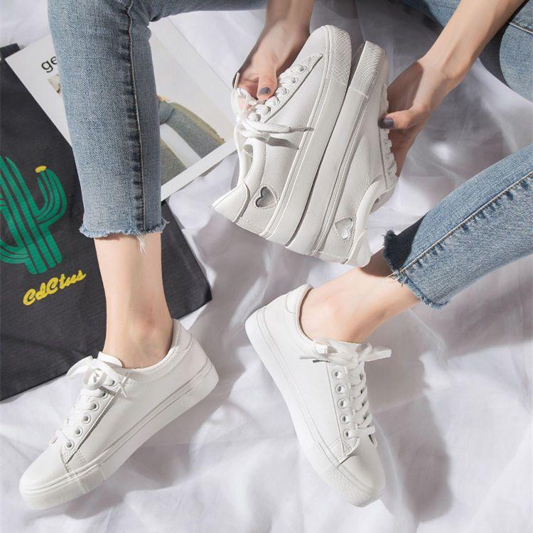 Love Little White Shoes, женские корейские универсальные студенческие повседневные туфли для скейтбординга, кожаные нескользящие белые туфли на плоской подошве