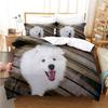 Dog Duvet Cover Set White Dog Animals Pattern Cute Kawaii Polyester Comforter Cover King Queen Size for Boys Girls Bedding Set