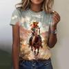 Western Cowgirl T-Shirts 3D Print Women's Fashion O-Neck Short Sleeves Vintage T Shirt Y2k Harajuku Tees Tops Female Clothing