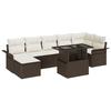 vidaXL 8-piece Garden Sofa Set with Brown Polyrattan Cushions 3357061