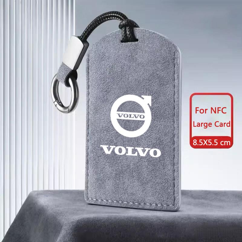 Замшевый кожаный чехол-держатель с NFC-ключом для автомобиля, полностью закрывающий корпус, защитный аксессуар-брелок для Volvo EM90 EX30 2024 Polestar