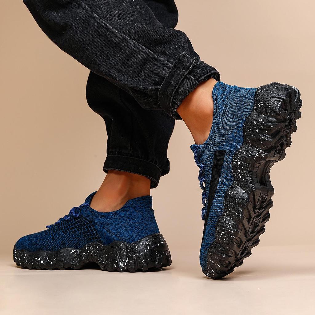Мужские спортивные туфли больших размеров с дышащим носком из материала Flyknit - Повседневные кроссовки на шнуровке