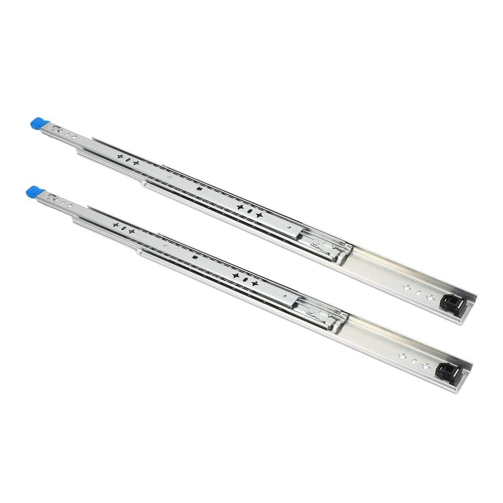 1 Pair 30in Locking Drawer Slide Cold Rolled Steel 120kg Bearing 53mm Width 3 Sections Heavy Duty Ba