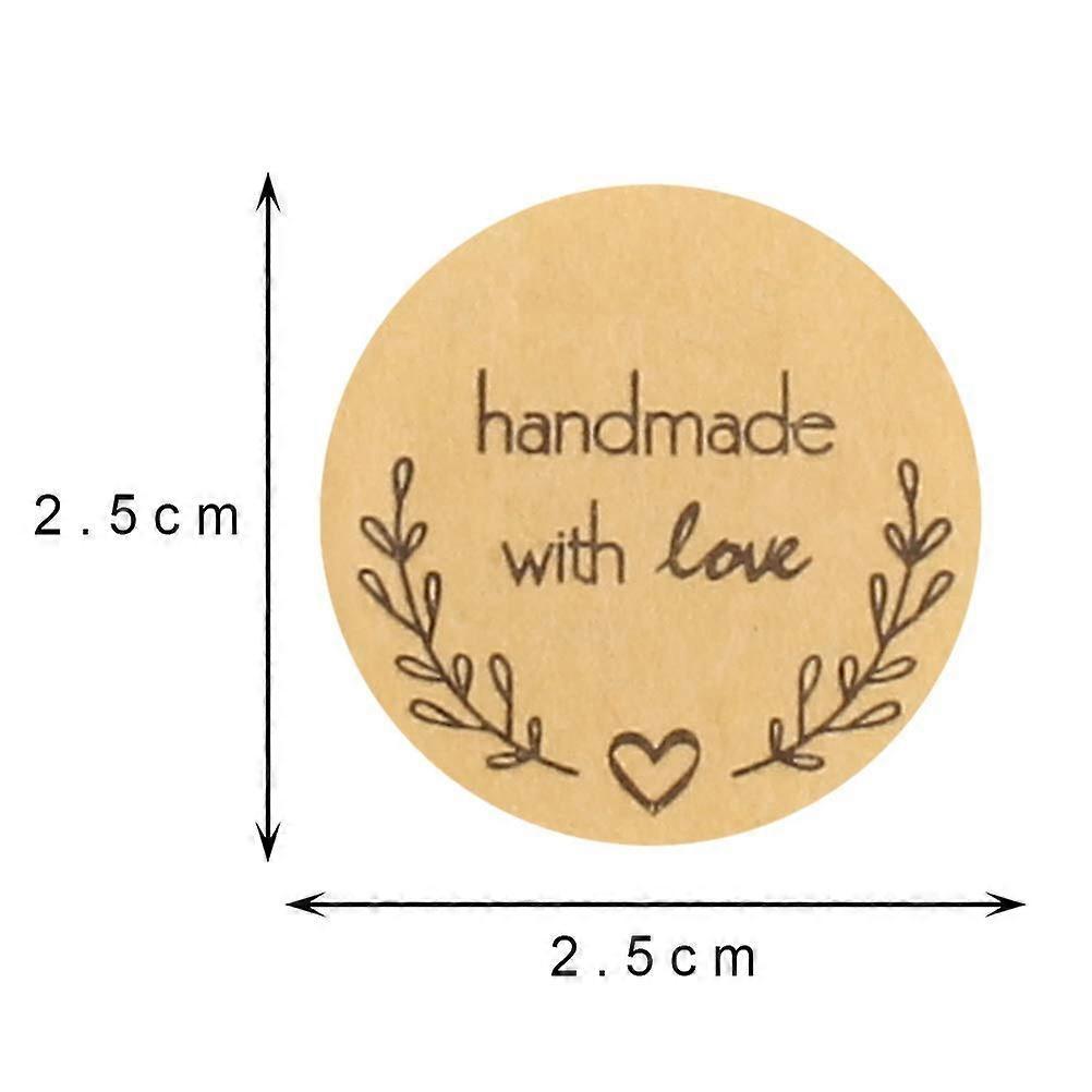 500 Pcs Handmade with Love Stickers, 25mm/1 Inch Self-Adhesive Handmade Baking Sticker Gift Tags for Valentine's Day