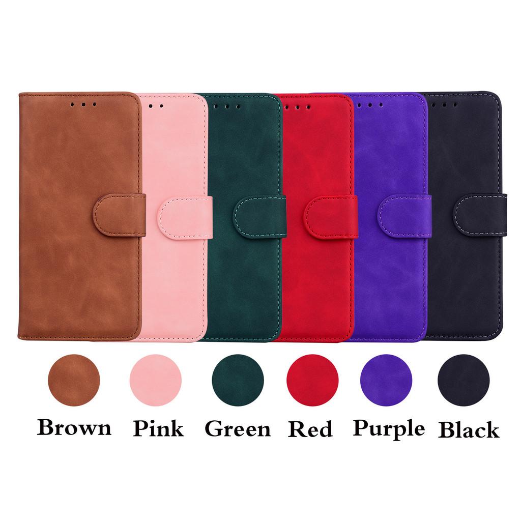 Galaxy For A06 Solid Color Skin Leather Phone Case Women Men Magnetic