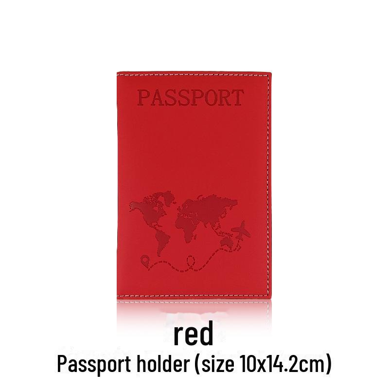PU Leather Passport Holder with Map Design and Single Edge Sewing