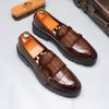 Fashion Fashion Men's Casual Leather Shoes Men Classic British Style Monk Loafers Mens Slip-on Thick Sole Heightened Shoe