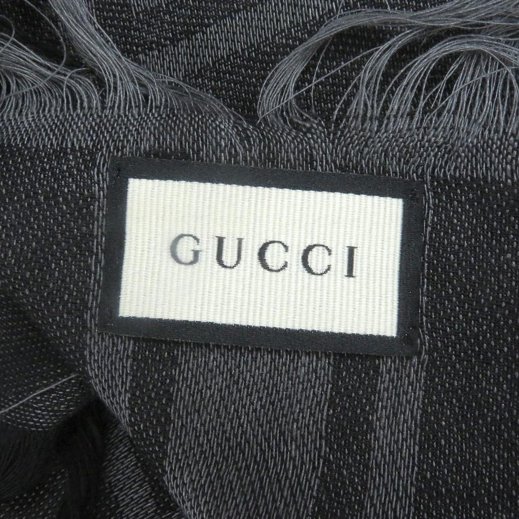 Превосходный мужской серый шерстяной шарф GUCCI Stall с ромбовидным узором и бахромой 544615 Б/у