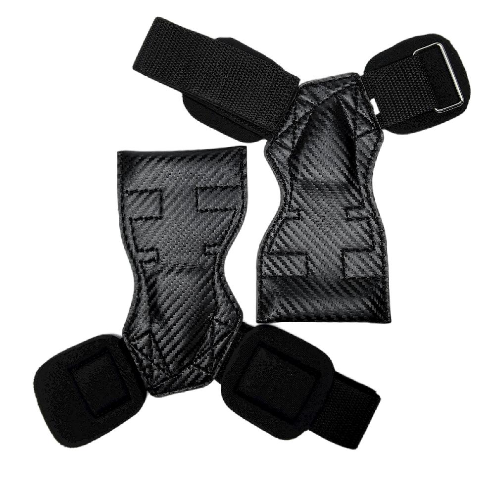 Custom Carbon Leather Weightlifting Hand Grips/gym Grips/Lifting Pad with Wrist Wraps Fitness Grips for Kettlebell