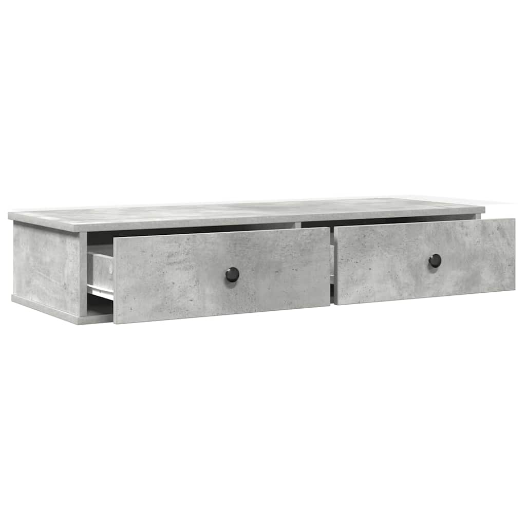 Vidaxl Półka Ścienna Z Szufladami, Szarość Betonu 100X37,5X19 Cm