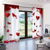 2PC Red Rose Heart Butterfly Sheer Curtains Romantic Valentine Print Light Filtering Drapes Sweet Home Decor for Bedrooms