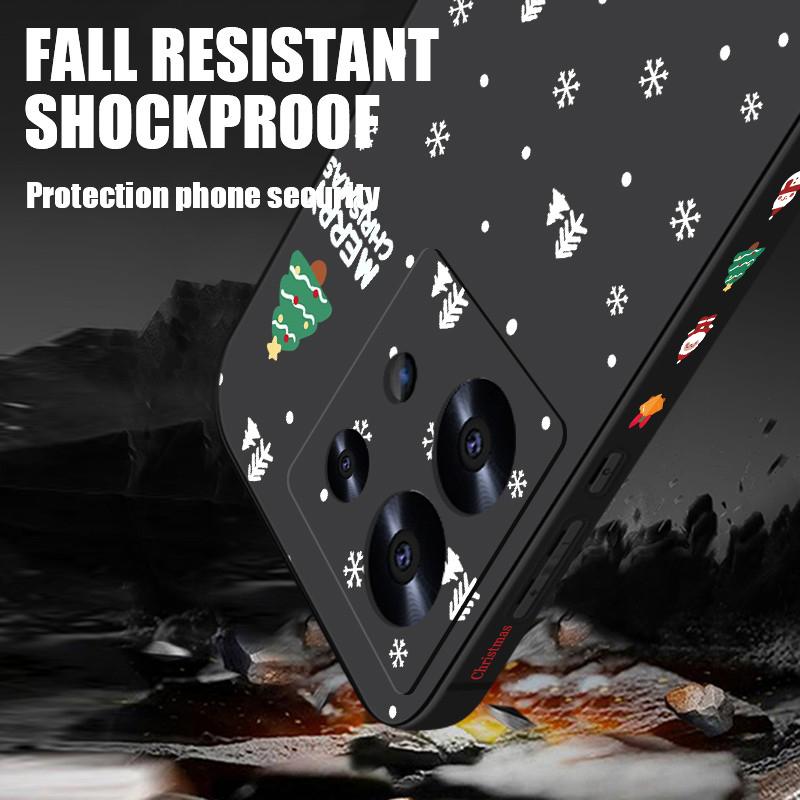 Мягкий тонкий чехол с рисунком рождественской елки для Xiaomi 13T Poco F6 X6 Pro Redmi Note 13 12 Pro 11 10, матовый чехол из ТПУ с ремешком, противоударный чехол для телефона