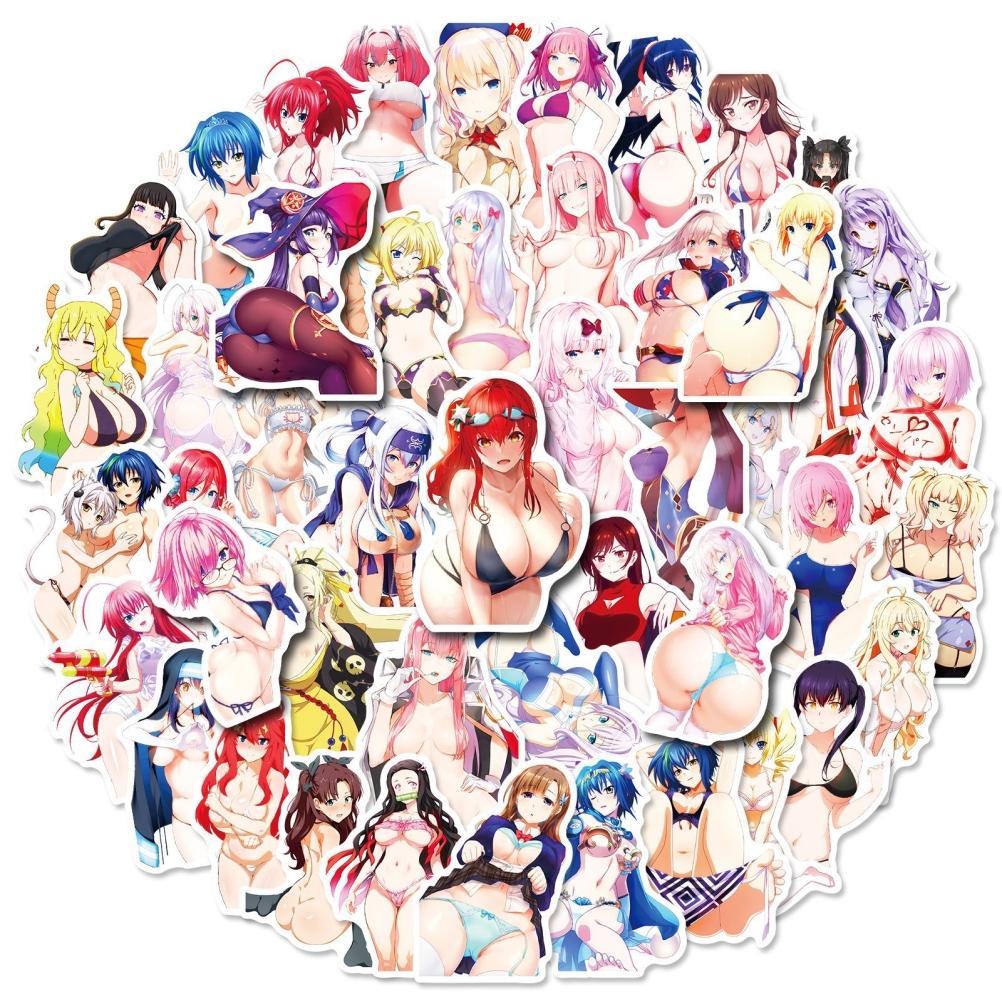 50Pcs Anime Girl Stickers Waterproof Stickers for Laptop Phone Water Bottle Computer Luggage Helmet