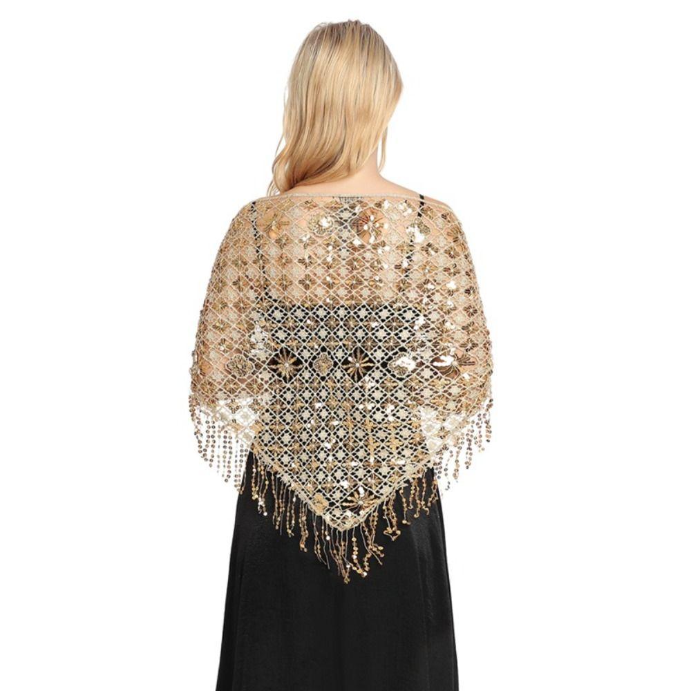 Sequins Triangle Shawl Tassels Belly Dancing Scarf Shiny Sequins Tassel Shawls Belly Dancing Belt