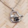 Letters Rhinestone Hollow Heart Dog Paw Pendant Necklace Women Party Jewelry