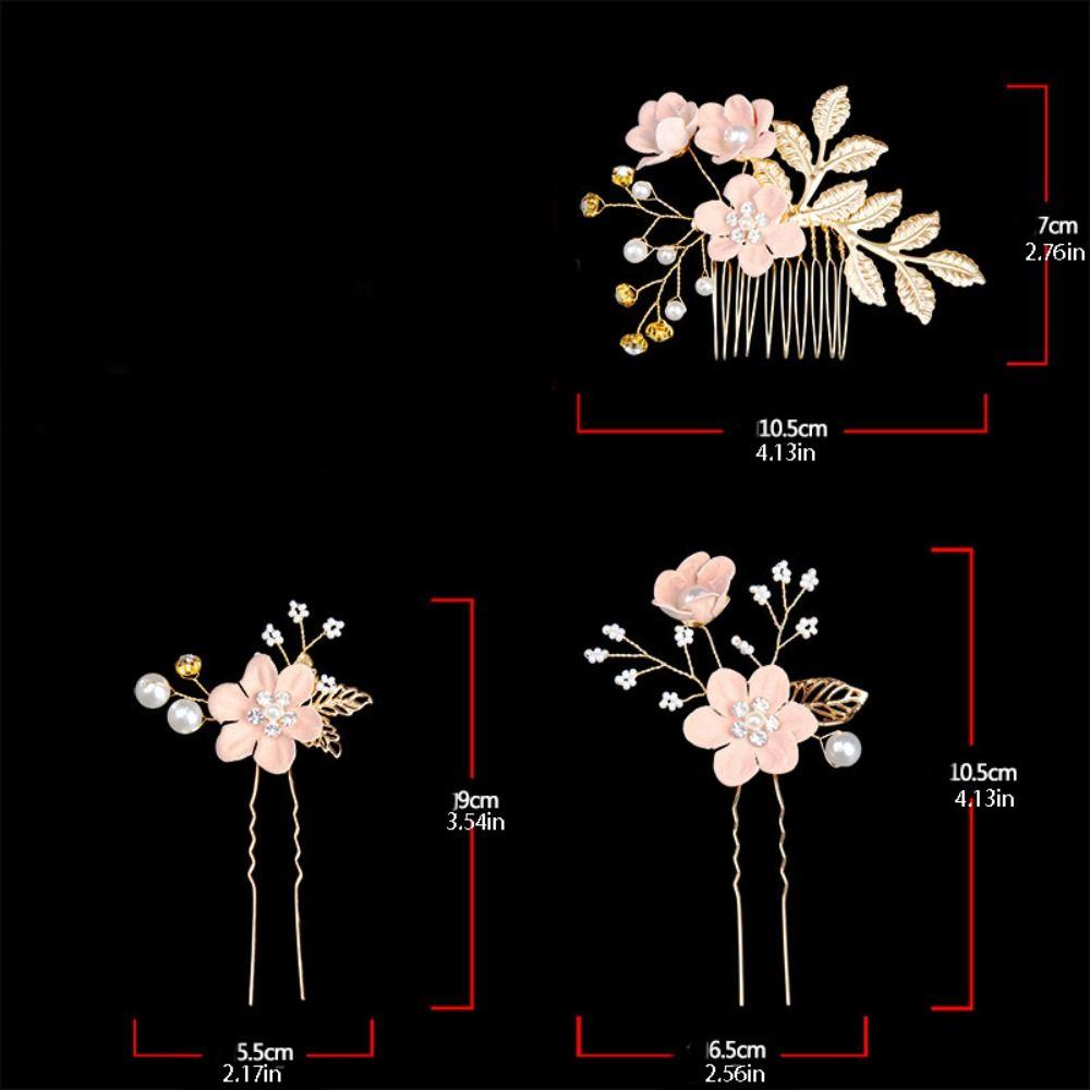 4Pcs/set Gold/Silver Flower Hair Comb Rhinestone Headpiece Luxury Bridesmaid Headwear  Prom Event