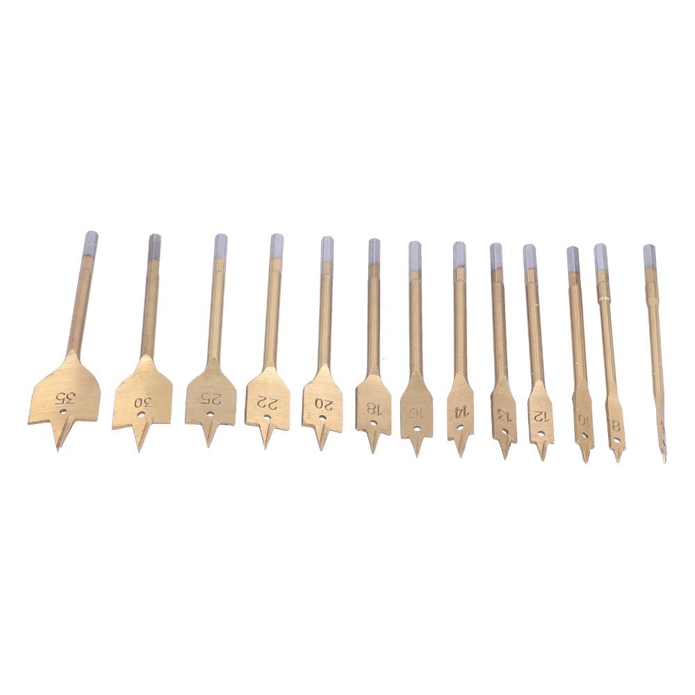 13pcs High Carbon Steel Spade Drill Bit Set 1/4 Inch Hex Shank Wood Drill Bit Woodworking