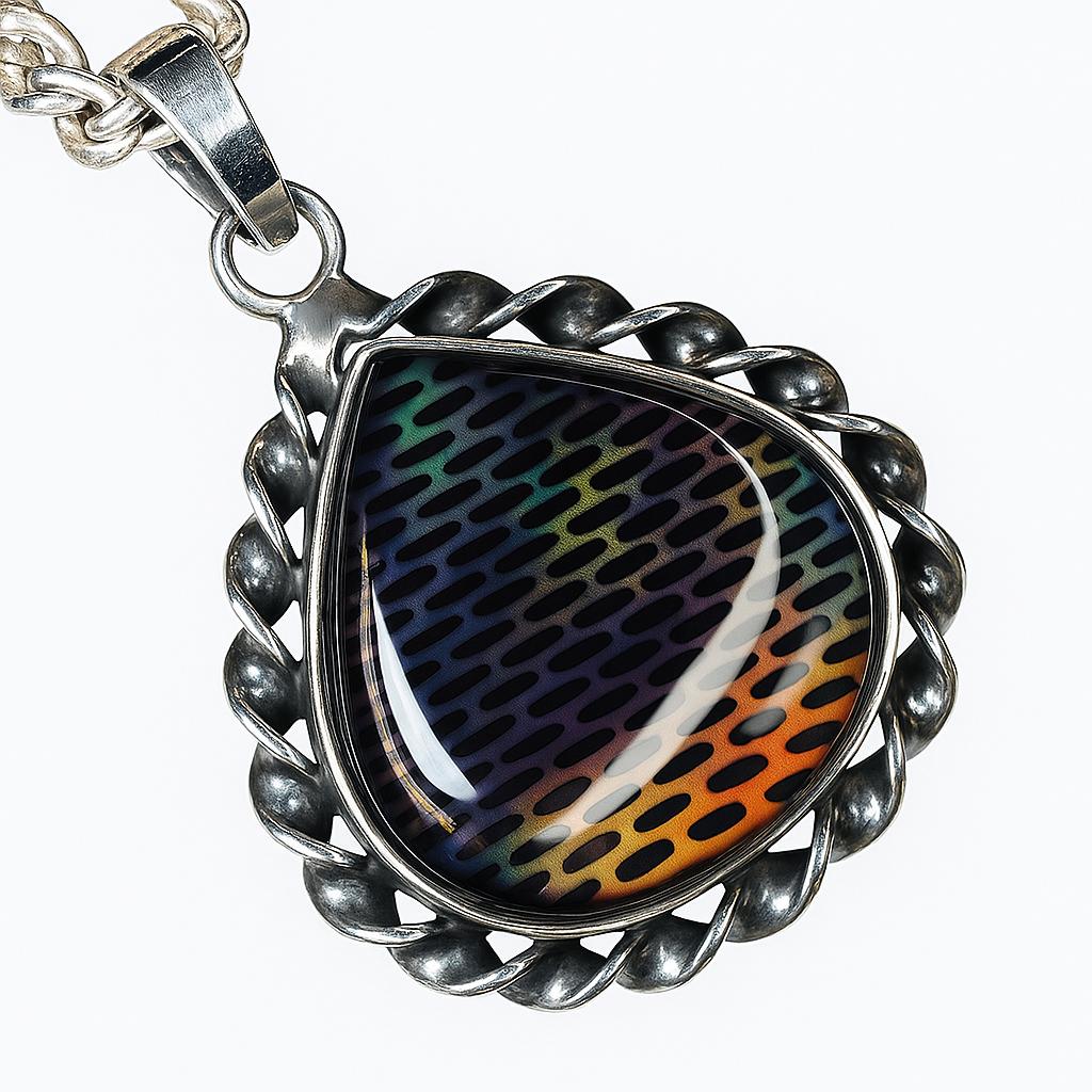 Natural Opal Pendant 30 ct Pear Cut 925 Sterling Silver Vintage Gems October Birthday Birthstone
