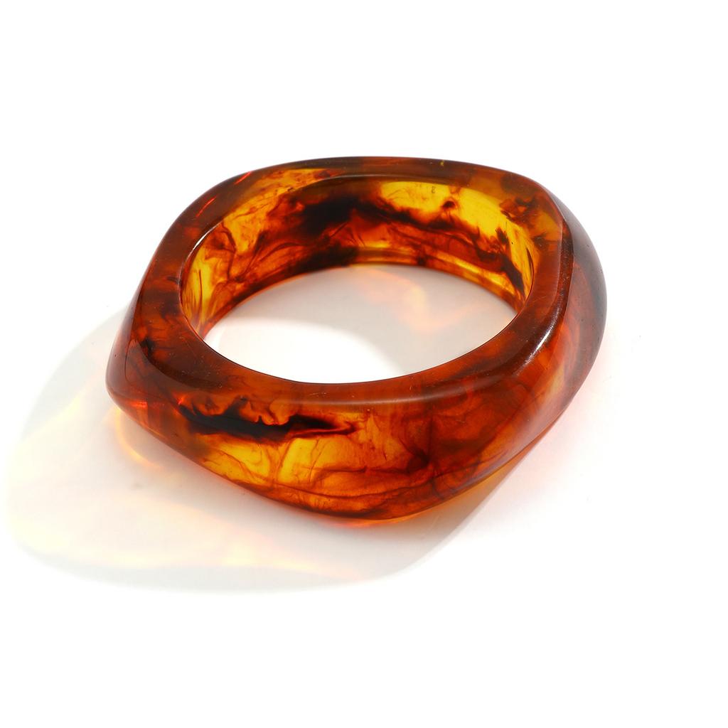 Vintage Punk Brown Coffee Thick Resin Acrylic Bangles Geometric Irregular Wide Cuff Bangle Bracelet For Women Men Jewelry