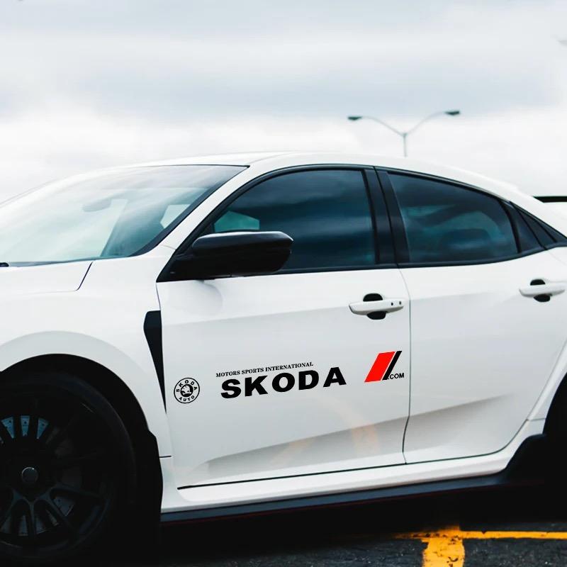 VMAD6 Removable No Residue Door Side Decal Sticker 2PCS Car Logo Fashion Auto Body Decoration Styling Stickers For Skoda Octavia A7