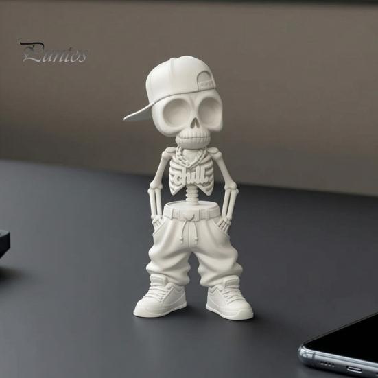 Декоративная фигурка черепа в уличном стиле хип-хоп, скелет, 3D-печатная бейсболка, статуэтка для декора офиса, крутая скульптура для домашнего рабочего стола