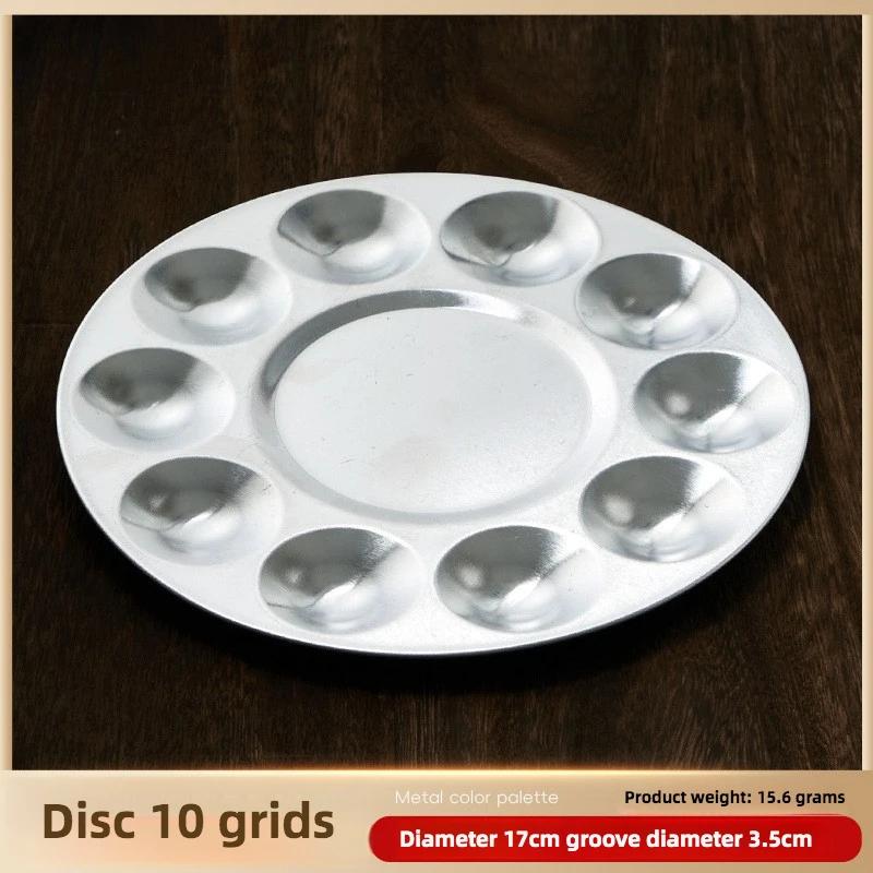1 Pcs Metal Hand Drawn Watercolor Paint Tray 10 Hole Circular Painting Palette Aluminum Rectangular Palette Art Supplies