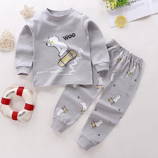 Winter Kids Long Sleeve O Neck T Shirt Pants Set Casual Baggy 2pcs Suit Cotton Cartoon Printes Outfit