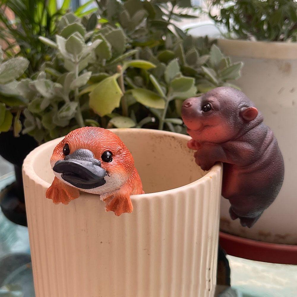 Cute Hippopotamus Hanging Flower Pot Cartoon Otter Bonsai Ornaments Micro-landscape Accessories